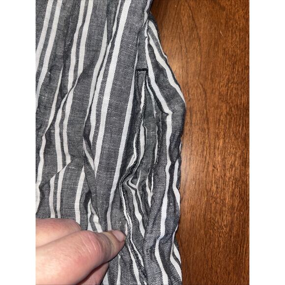 Banana Republic Women Dress 8 P Gray Striped Linen Cotton Short Sleeve - Picture 2 of 6
